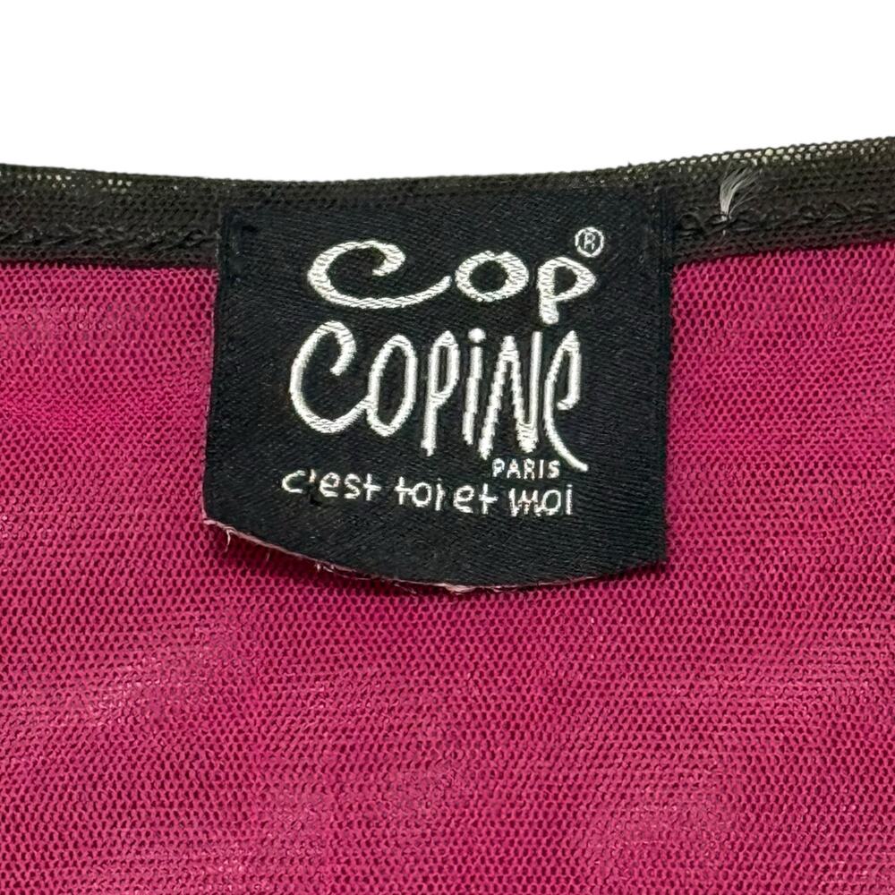 Cop Copine Layered Mesh Top Color Shift Black Pink Lettuce Edge Y2K Size 1 Small - Picture 4 of 14
